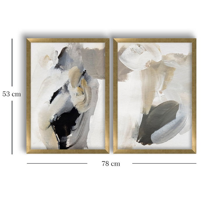 Wallity Cuadros Decorativos enmarcados en MDF Negro, Gris y Beige (2 piezas)